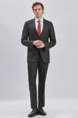 Koyu Lacivert Çizgili Kırlangıç Yaka Astarlı 6 Drop Slim Fit Dar Kesim Takım Elbise 1001240175 - 1