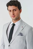 Gri Örme Kırlangıç Yaka 6 Drop Slim Fit Dar Kesim Klasik Takım Elbise 1001240112 - 5