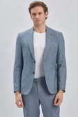 Koyu Lacivert Kırlangıç Yaka Pamuklu Keten 6 Drop Slim Fit Dar Kesim Klasik Takım Elbise 1001240103 - 5