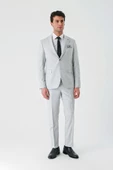 Gri Örme Kırlangıç Yaka 6 Drop Slim Fit Dar Kesim Klasik Takım Elbise 1001240112 - 4