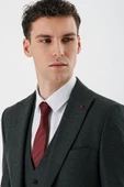 Koyu Antrasit Kırlangıç Yaka Yelekli Likralı 6 Drop Slim Fit Klasik Takım Elbise 1001240167 - 7