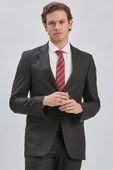 Koyu Lacivert Çizgili Kırlangıç Yaka Astarlı 6 Drop Slim Fit Dar Kesim Takım Elbise 1001240175 - 2