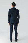 Koyu Lacivert Kırlangıç Yaka Yelekli Likralı 6 Drop Slim Fit Klasik Takım Elbise 1001240168 - 6