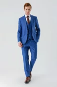 Saks Gabardin Kırlangıç Yaka Yelekli 6 Drop Slim Fit Klasik Takım Elbise 1001240187 - 2