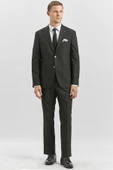 Siyah Desenli Armürlü Kırlangıç Yaka Likralı 6 Drop Slim Fit Takım Elbise 1001240172 - 3