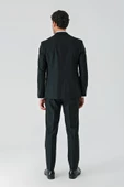 Siyah Kırlangıç Yaka Yelekli Likralı 6 Drop Slim Fit Klasik Takım Elbise 1001240168 thumbnail 4