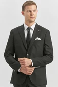 Siyah Desenli Armürlü Kırlangıç Yaka Likralı 6 Drop Slim Fit Takım Elbise 1001240172 - 1