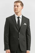 Siyah Desenli Armürlü Kırlangıç Yaka Likralı 6 Drop Slim Fit Takım Elbise 1001240172 - 2