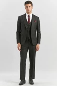 Siyah Kırlangıç Yaka Astarlı Yelekli 6 Drop Slim Fit Dar Kesim Klasik Takım Elbise 1001240179 - 3