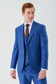 Saks Gabardin Kırlangıç Yaka Yelekli 6 Drop Slim Fit Klasik Takım Elbise 1001240187 - 5