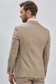 Bej Armürlü Mono Yaka Keten Karışımlı 6 Drop Slim Fit Dar Kesim Casual Takım Elbise 1001240169 - 6