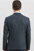 Koyu Lacivert Kırlangıç Yaka Astarlı Yelekli 6 Drop Slim Fit Klasik Takım Elbise 1001240179 - 6