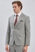 Gri Çizgili Kırlangıç Yaka Astarlı 6 Drop Slim Fit Dar Kesim Takım Elbise 1001240175 thumbnail 2