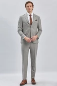 Gri Çizgili Kırlangıç Yaka Astarlı 6 Drop Slim Fit Dar Kesim Takım Elbise 1001240175 thumbnail 1