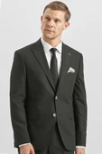 Siyah Desenli Armürlü Kırlangıç Yaka Likralı 6 Drop Slim Fit Takım Elbise 1001240172 - 4
