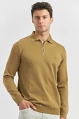 Bal Uzun Kollu Örme Polo Yaka Slim Fit Dar Kesim Triko 1012245150 - 1