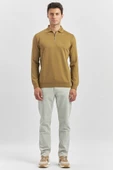 Bal Uzun Kollu Örme Polo Yaka Slim Fit Dar Kesim Triko 1012245150 - 4