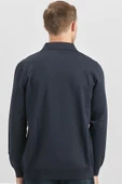 Koyu Lacivert Uzun Kollu Örme Polo Yaka Slim Fit Dar Kesim Triko 1012245150 - 6