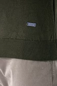 Koyu Haki Uzun Kollu Desenli Bisiklet Yaka Pamuklu Klasik Comfort Fit Triko 1012235158 - 5