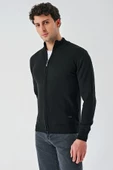 Siyah Dik Yaka Pamuklu Klasik Comfort Fit Rahat Kesim Triko 1012235005 - 3