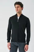 Siyah Dik Yaka Pamuklu Klasik Comfort Fit Rahat Kesim Triko 1012235005 - 1