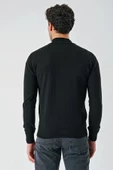 Siyah Dik Yaka Pamuklu Klasik Comfort Fit Rahat Kesim Triko 1012235005 - 6