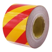 Reflektörlü Yapışkanlı Parlayan Fosfor Sarı Kırmızı 10 Mt Reflektif Düz Şerit Bant 10 cm İkaz Bandı thumbnail 6