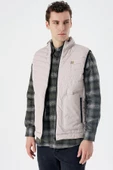 Taş Rengi Dik Yaka Dolumlu Casual Şişme Yelek 1009235152 - 2
