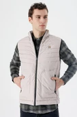 Taş Rengi Dik Yaka Dolumlu Casual Şişme Yelek 1009235152 - 4