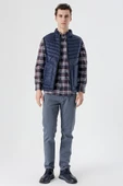 Koyu Lacivert Dik Yaka Dolumlu Casual Şişme Yelek 1009235153 - 4