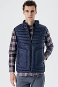 Koyu Lacivert Dik Yaka Dolumlu Casual Şişme Yelek 1009235153 - 3