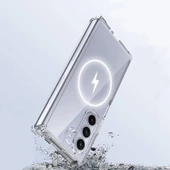 Galaxy Z Fold 6 Kılıf Magsafe Şarj Özellikli Şeffaf Sert PC Redclick Embos Kapak thumbnail 2