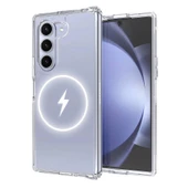 Galaxy Z Fold 6 Kılıf Magsafe Şarj Özellikli Şeffaf Sert PC Redclick Embos Kapak thumbnail 3