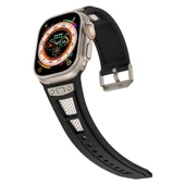 Apple Watch 42mm KRD-117 Hava Alabilen Delikli Metal Süslemeli Desenli Silikon Kordon - 2