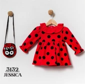 CUMİNO 6-24 Ay Uğur Böcek Detaylı Çantalı Kız Bebek Elbise - 2