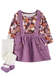 Kız Bebek 3'lü Salopet Set - 1