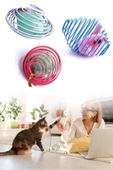 BUFFER® Yaylı Metal Fareli Kafes Kedi Oyun Topu Sıçrayan Spiral Kedi Topu - 6