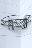 BUFFER® Yapışkanlı Banyo Köşeliği Kancalı Köşe Rafı Duş Şampuanlık Duvar Düzenleyici Organizer Raf - 7