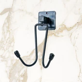 BUFFER® Kendiliğinden Yapışkanlı Siyah Paslanmaz Metal Bornoz ve Havlu Askılığı - 4