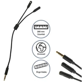 BUFFER® 1 Erkek 2 Dişi 35 mm Kulaklık ve Mikrofon Ayırıcı Çoklayıcı  Aux Kablo - 5