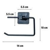 BUFFER® Kendiliğinden Yapışkanlı Siyah Paslanmaz Metal Kapaksız Tuvalet Kağıtlığı Aparatı - 3