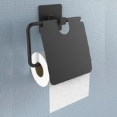 BUFFER® Kendiliğinden Yapışkanlı Siyah Paslanmaz Metal Kapaklı Tuvalet Kağıtlığı Aparatı - 5