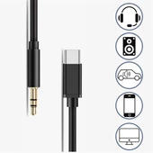 BUFFER®  Type C Android ve  35 mm Kulaklık Girişli Ses Dönüştürücü Aux  Kablo - 5