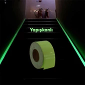 Fotolümen Gece Parlayan 7.5 cm Yeşil Reflektörlü Fosforlu Reflektif Düz Şerit Bant 10 Mt İkaz Bandı - 6