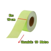 Fotolümen Gece Parlayan En 10 cm Reflektörlü 10 Mt İkaz Yeşil Fosforlu Reflektif Düz Şerit Bant - 2