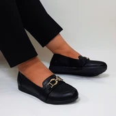 Fiyra sdf612 Tokalı Fiyonk Siyah Kaymaz Bayan Babet - 2