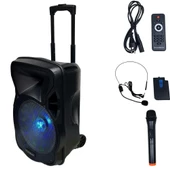 ElectroMaster 38cm Portatif Taşınabilir Mikrofonlu Amfili Seyyar Ses Sistemi+ Karaoke - 2