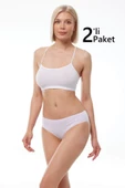 Malabadi 187 2'Li Paket Kadın Modal Ara Bel Dar Kalıp İz Yapmayan Slip & Külot thumbnail 1