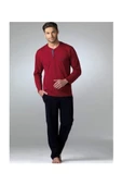 PİERRE CARDİN 5454 Bordo Penye Uzun Kol 4 Mevsimlik Çeyiz Pijama Takımı - 3