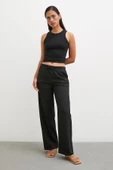 Bol Paça Lastikli Pantolon Siyah thumbnail 2